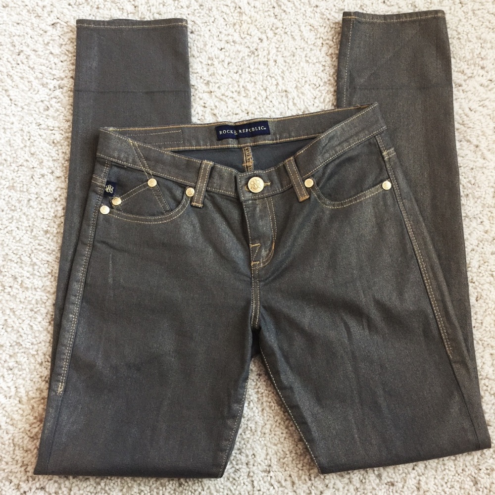 Rock & Republic gold wash skinny jeans